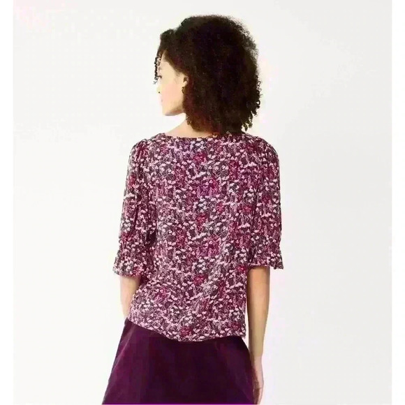 Draper James RSVP™ Floral Cropped Ruffle Top 2X - Scoopneck, Elbow Sleeves - Picture 1 of 8